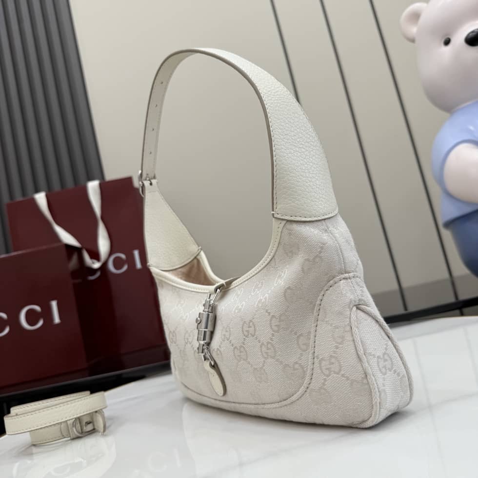Gucci Jackie Slim Canvas Medium Ivory Shoulder Bag_2_156661 Gucci Jackie Slim Canvas Medium Ivory Shoulder Bag
