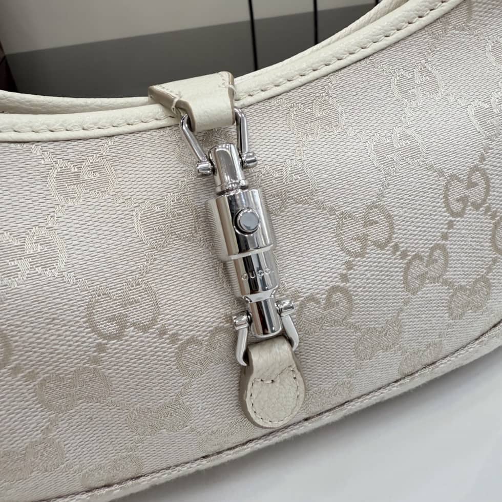 Gucci Jackie Slim Canvas Medium Ivory Shoulder Bag_5_156661 Gucci Jackie Slim Canvas Medium Ivory Shoulder Bag
