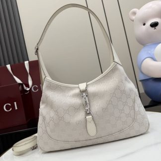 Gucci Jackie Slim Canvas Medium Ivory Shoulder Bag