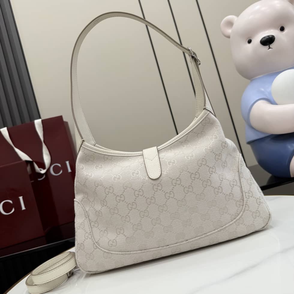 Gucci Jackie Slim Canvas Medium Ivory Shoulder Bag_1_156671 Gucci Jackie Slim Canvas Medium Ivory Shoulder Bag