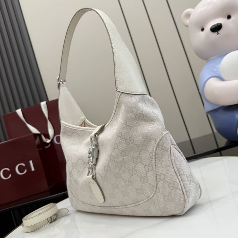 Gucci Jackie Slim Canvas Medium Ivory Shoulder Bag_2_156671 Gucci Jackie Slim Canvas Medium Ivory Shoulder Bag