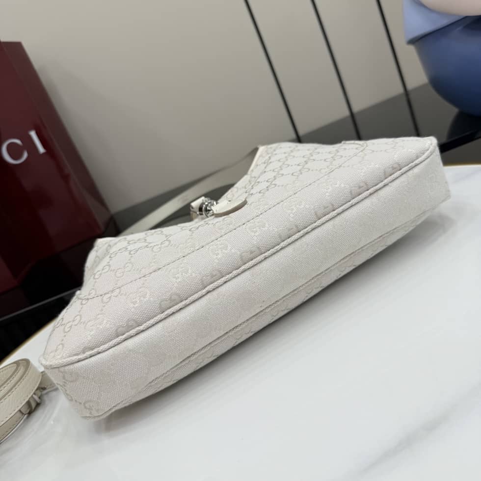 Gucci Jackie Slim Canvas Medium Ivory Shoulder Bag_3_156671 Gucci Jackie Slim Canvas Medium Ivory Shoulder Bag