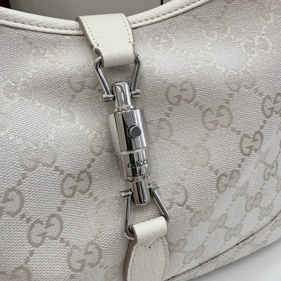 Gucci Jackie Slim Canvas Medium Ivory Shoulder Bag_5_156671 Gucci Jackie Slim Canvas Medium Ivory Shoulder Bag