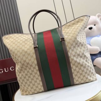 Gucci Canvas Medium Beige Travel Duffle Bag 874979