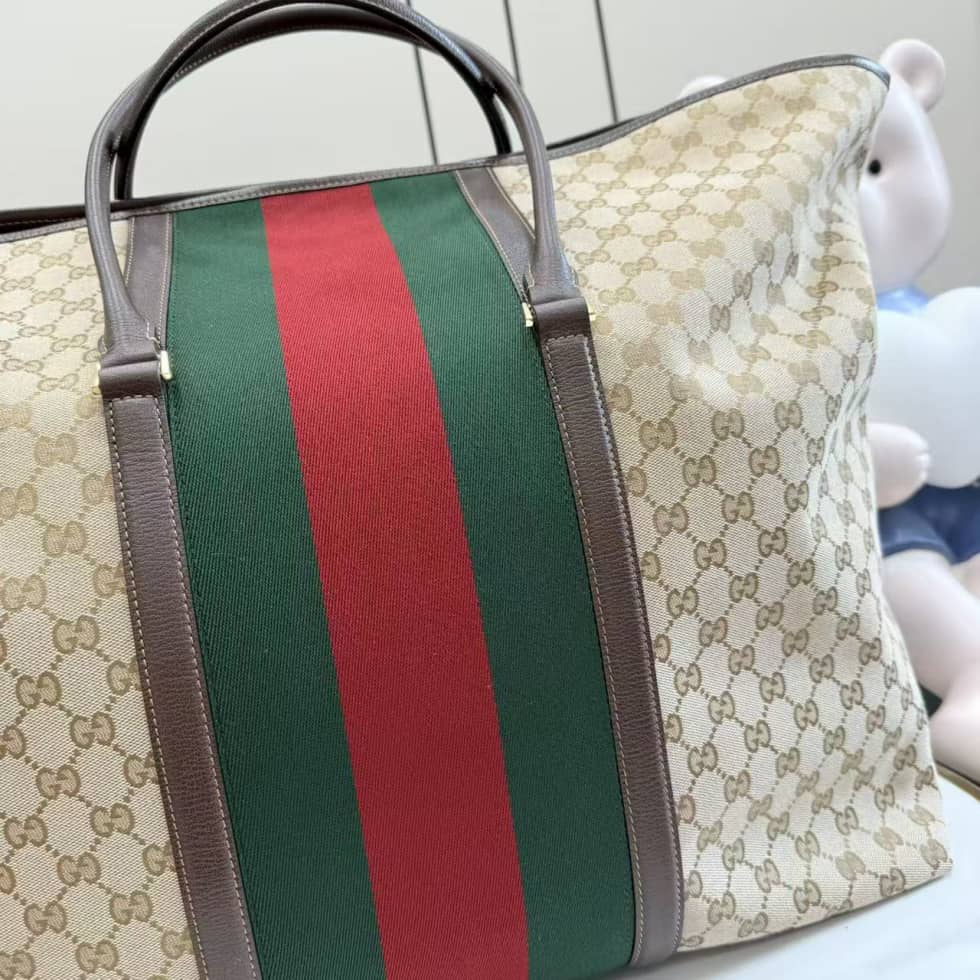 Gucci Canvas Medium Beige Travel Duffle Bag 874979_4_156681 Gucci Canvas Medium Beige Travel Duffle Bag 874979