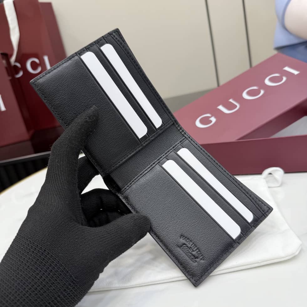 Gucci Lira Leather Black Bi-fold Wallet 867314_7_156741 Gucci Lira Leather Black Bi-fold Wallet 867314