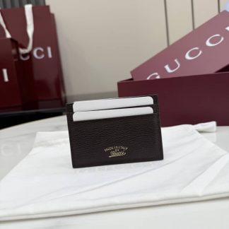 Gucci Lira Leather Dark Brown Card Case 867316