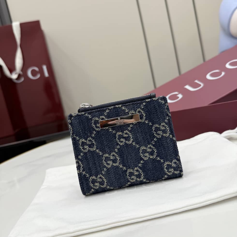 Gucci Small Denim Wallet Dark Blue 875798_10_156931 Gucci Small Denim Wallet Dark Blue 875798