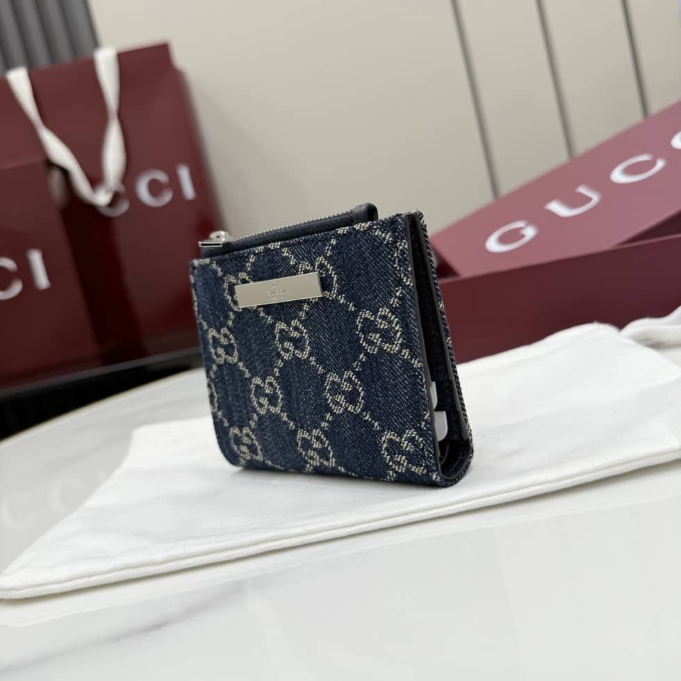 Gucci Small Denim Wallet Dark Blue 875798_2_156931 Gucci Small Denim Wallet Dark Blue 875798