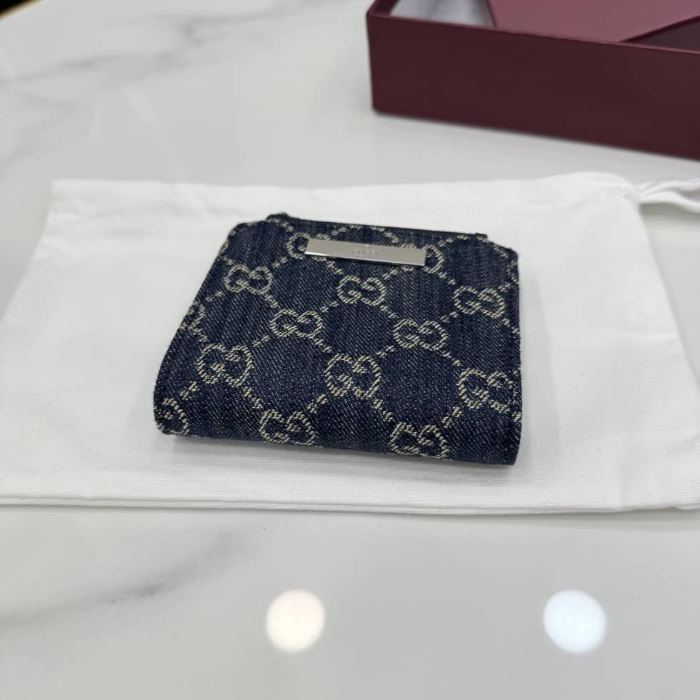 Gucci Small Denim Wallet Dark Blue 875798_4_156931 Gucci Small Denim Wallet Dark Blue 875798