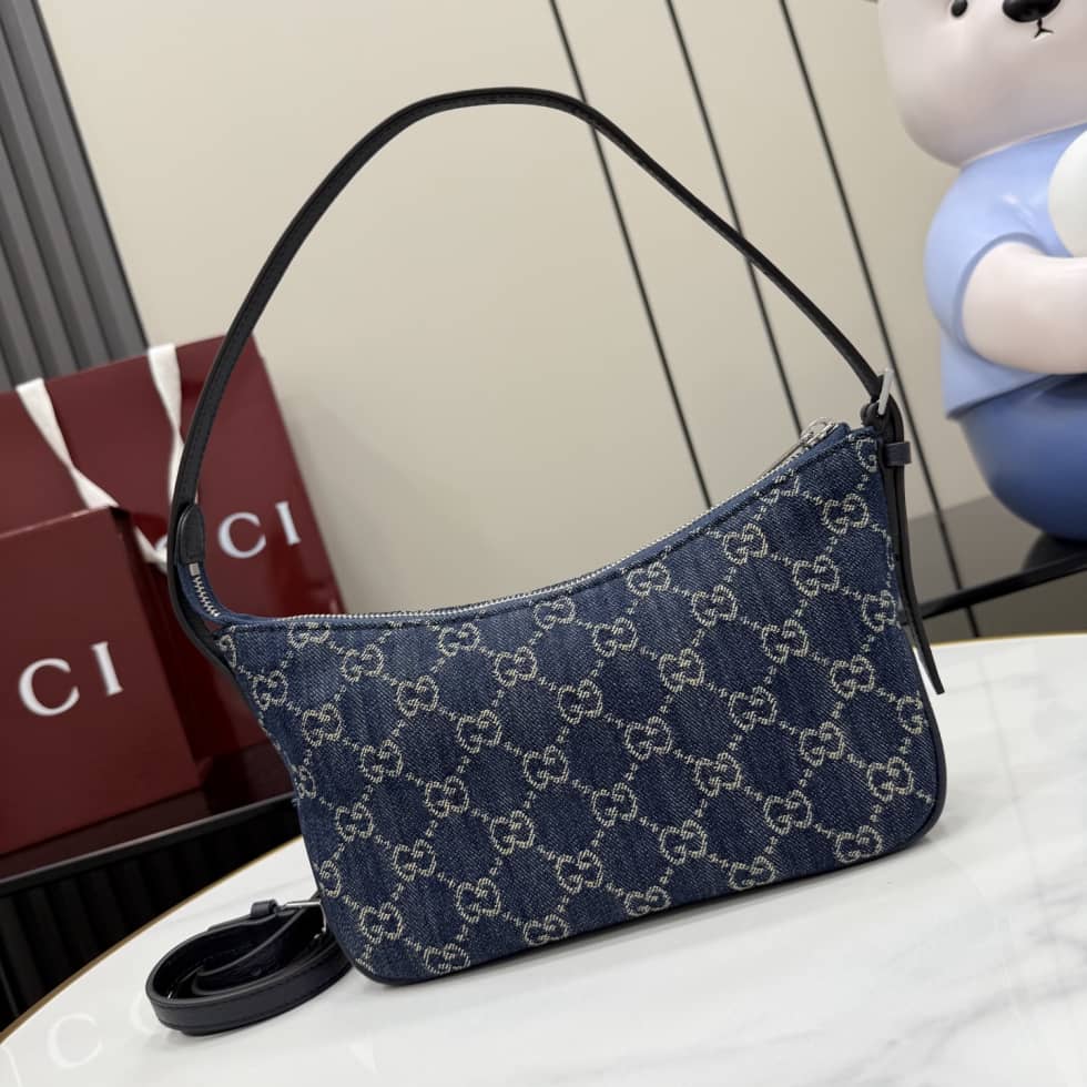 Gucci Lady Lunetta Denim Small Shoulder Bag Dark Blue_1_156951 Gucci Lady Lunetta Denim Small Shoulder Bag Dark Blue