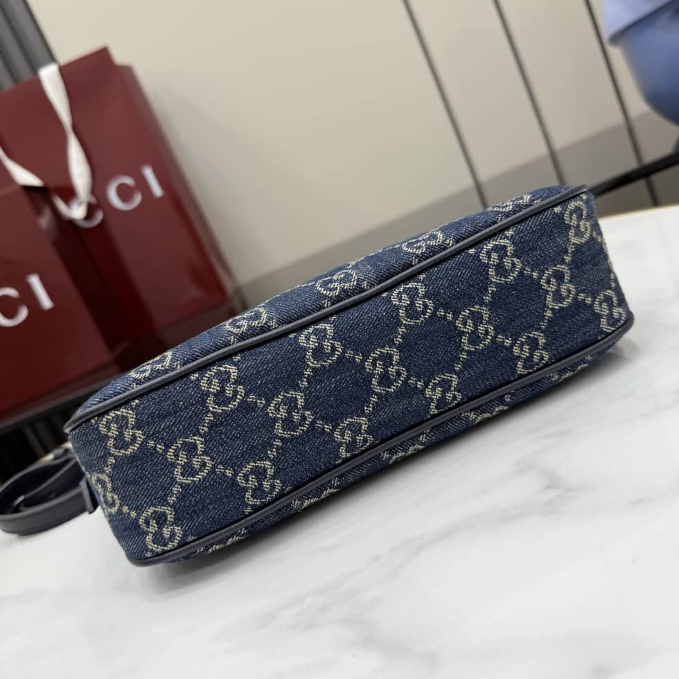 Gucci Lady Lunetta Denim Small Shoulder Bag Dark Blue_3_156951 Gucci Lady Lunetta Denim Small Shoulder Bag Dark Blue