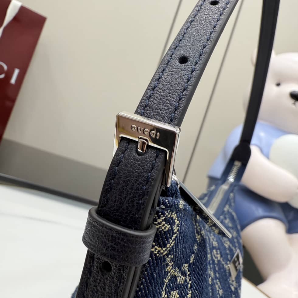 Gucci Lady Lunetta Denim Small Shoulder Bag Dark Blue_4_156951 Gucci Lady Lunetta Denim Small Shoulder Bag Dark Blue