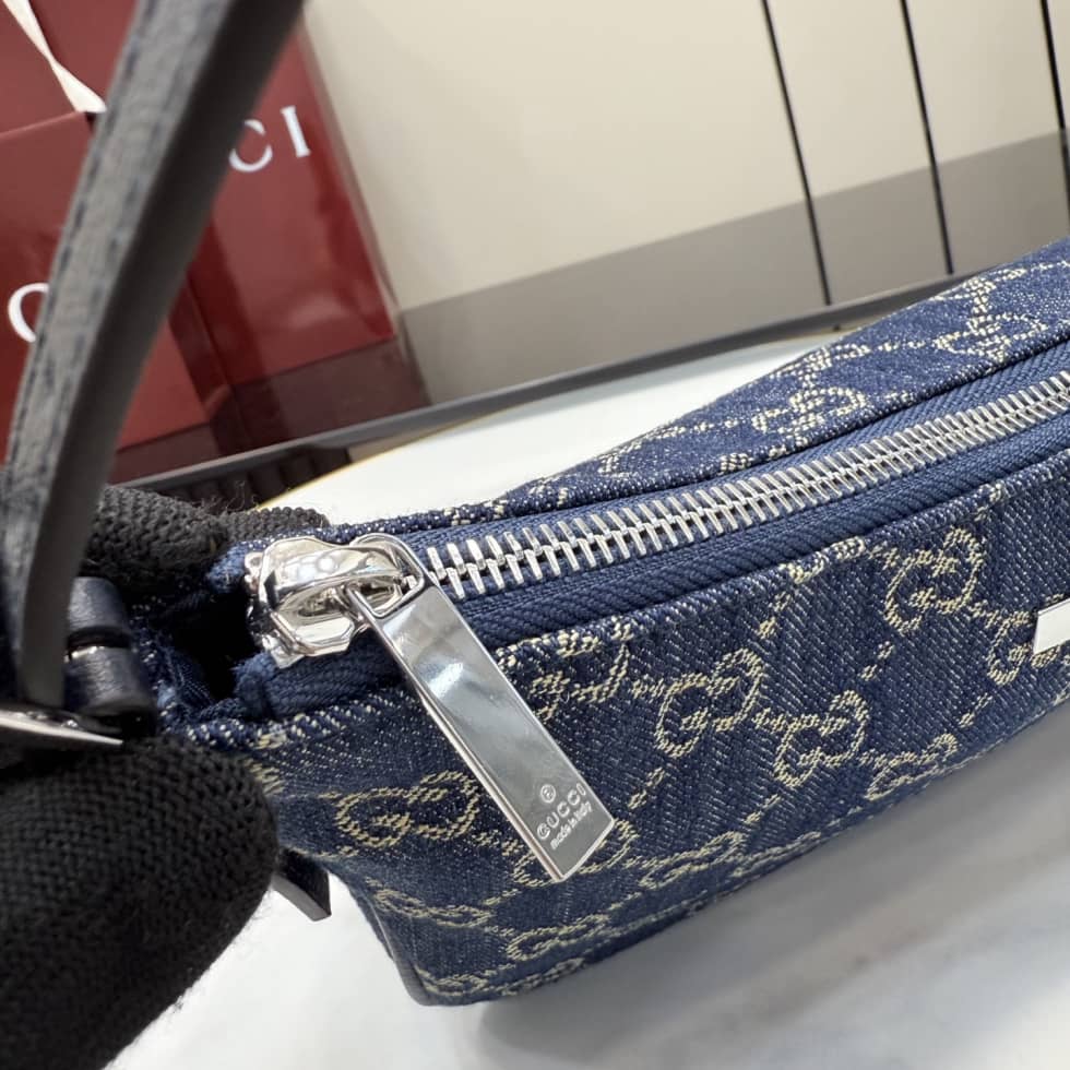Gucci Lady Lunetta Denim Small Shoulder Bag Dark Blue_6_156951 Gucci Lady Lunetta Denim Small Shoulder Bag Dark Blue