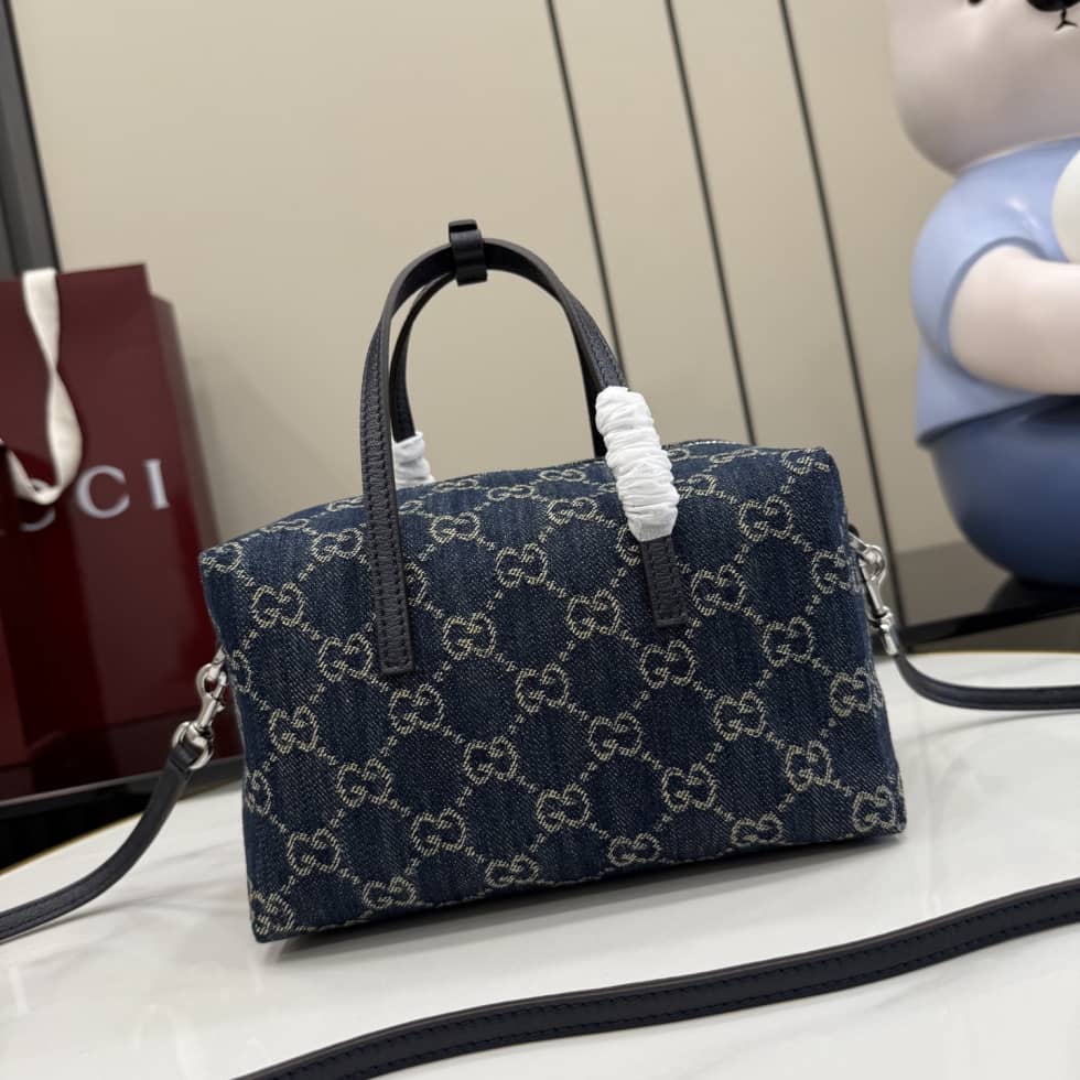 Gucci Small Denim Boston Bag Dark Blue 875811_1_156961 Gucci Small Denim Boston Bag Dark Blue 875811