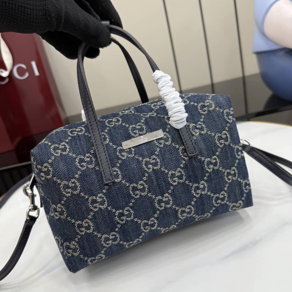 Gucci Small Denim Boston Bag Dark Blue 875811_3_156961 Gucci Small Denim Boston Bag Dark Blue 875811