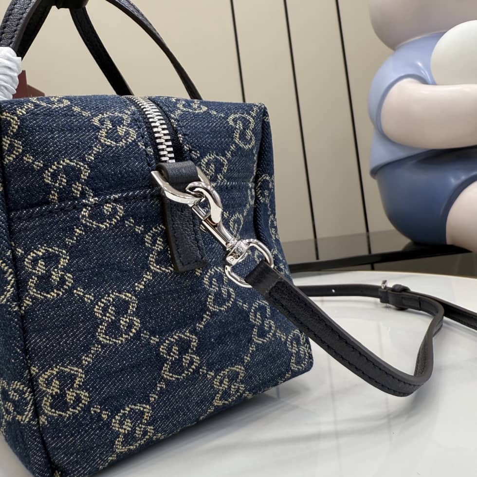 Gucci Small Denim Boston Bag Dark Blue 875811_5_156961 Gucci Small Denim Boston Bag Dark Blue 875811