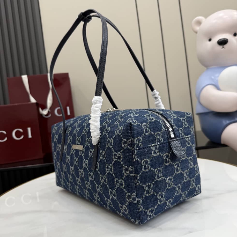 Gucci Melrose Medium Denim Blue Boston Bag 875228_2_156971 Gucci Melrose Medium Denim Blue Boston Bag 875228