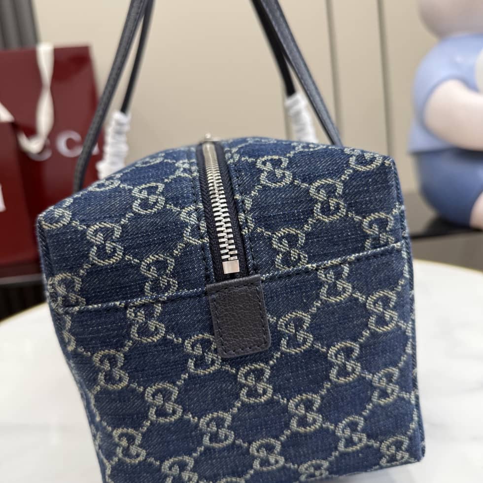 Gucci Melrose Medium Denim Blue Boston Bag 875228_6_156971 Gucci Melrose Medium Denim Blue Boston Bag 875228