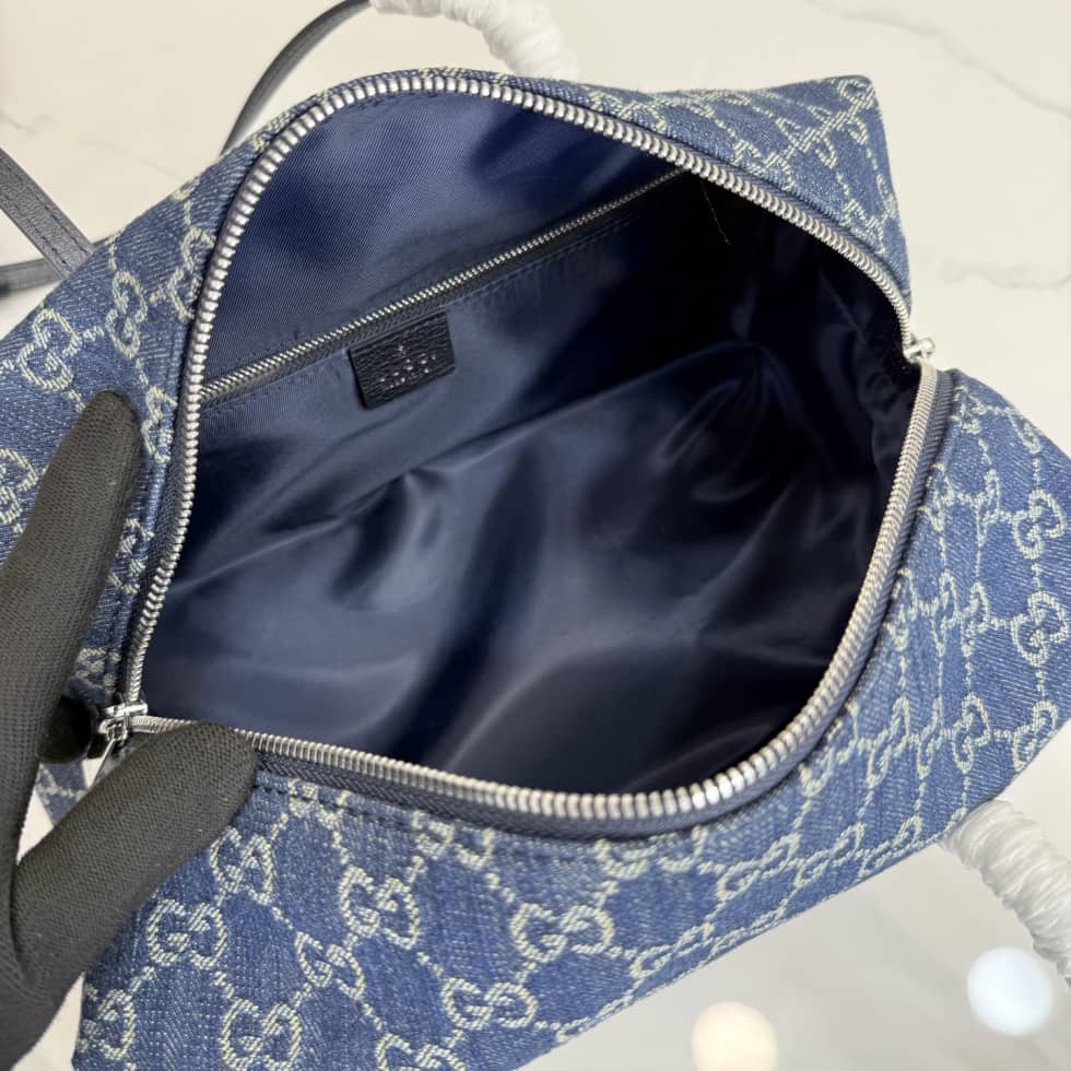 Gucci Melrose Medium Denim Blue Boston Bag 875228_7_156971 Gucci Melrose Medium Denim Blue Boston Bag 875228