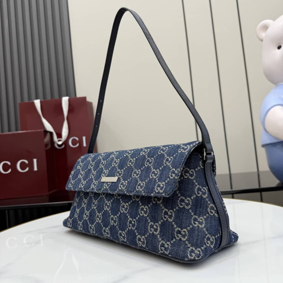 Gucci Madison Denim Medium Blue Shoulder Bag 874744_2_156981 Gucci Madison Denim Medium Blue Shoulder Bag 874744