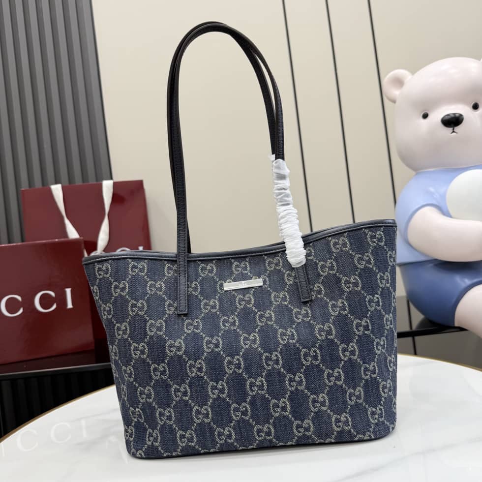 Gucci Small Tribeca Denim Blue Tote Bag 875236_10_156991 Gucci Small Tribeca Denim Blue Tote Bag 875236