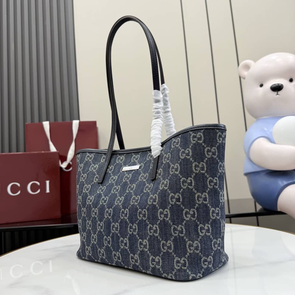 Gucci Small Tribeca Denim Blue Tote Bag 875236_2_156991 Gucci Small Tribeca Denim Blue Tote Bag 875236