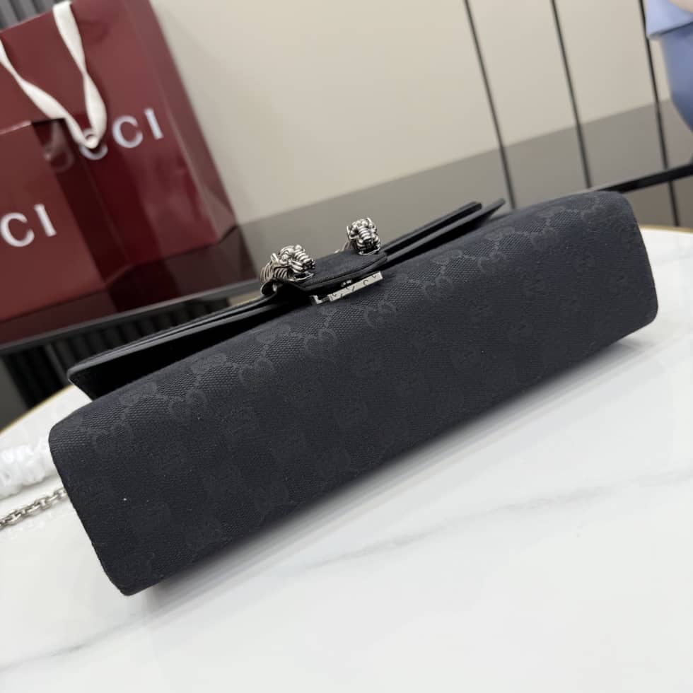 Gucci Dionysus Canvas Medium Black Shoulder Bag_3_157021 Gucci Dionysus Canvas Medium Black Shoulder Bag