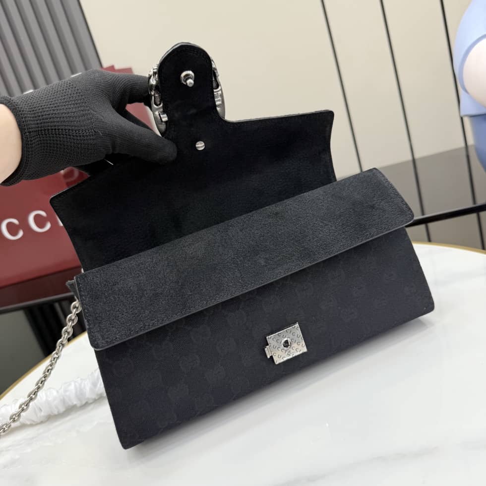 Gucci Dionysus Canvas Medium Black Shoulder Bag_6_157021 Gucci Dionysus Canvas Medium Black Shoulder Bag