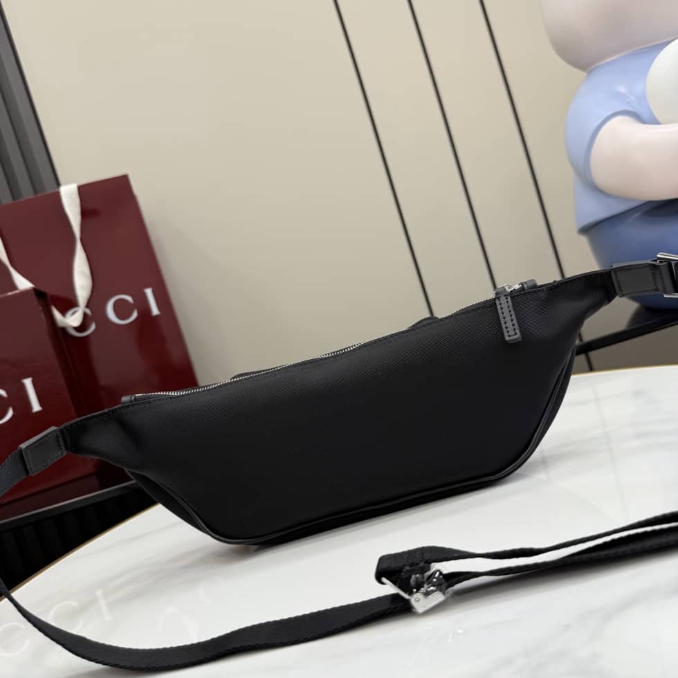 Gucci Tag Canvas Small Black Belt Bag A00230_1_157081 Gucci Tag Canvas Small Black Belt Bag A00230