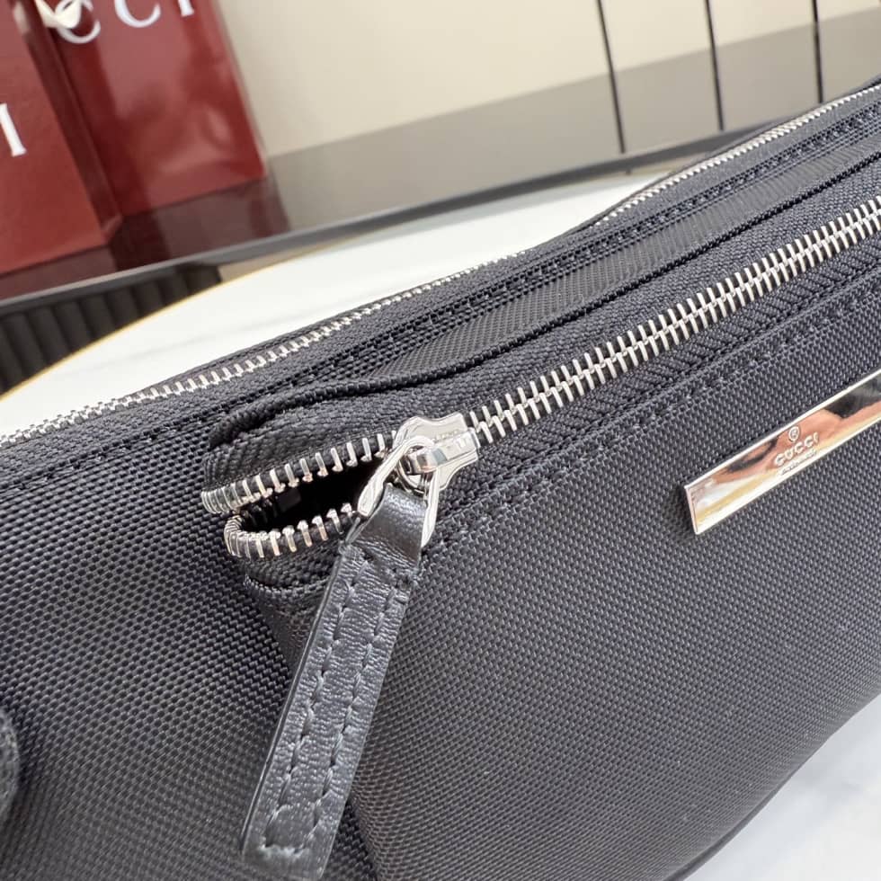 Gucci Tag Canvas Small Black Belt Bag A00230_4_157081 Gucci Tag Canvas Small Black Belt Bag A00230