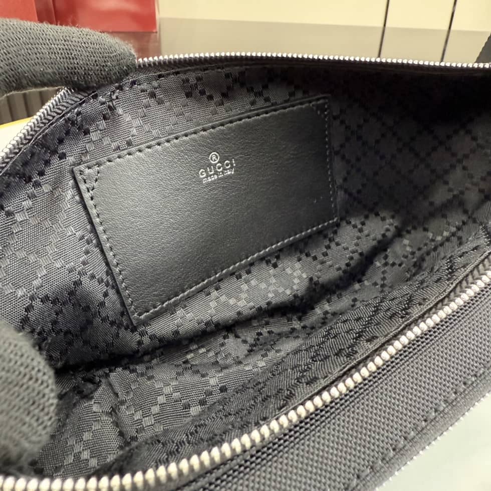 Gucci Tag Canvas Small Black Belt Bag A00230_7_157081 Gucci Tag Canvas Small Black Belt Bag A00230