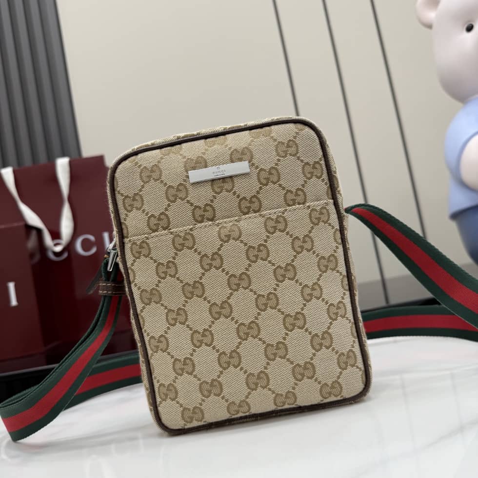 Gucci Tag Canvas Small Sand Brown Crossbody Bag_10_157091 Gucci Tag Canvas Small Sand Brown Crossbody Bag