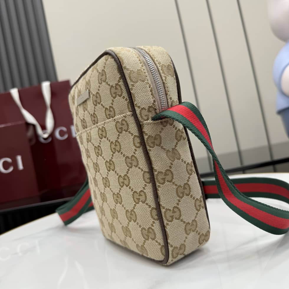 Gucci Tag Canvas Small Sand Brown Crossbody Bag_2_157091 Gucci Tag Canvas Small Sand Brown Crossbody Bag