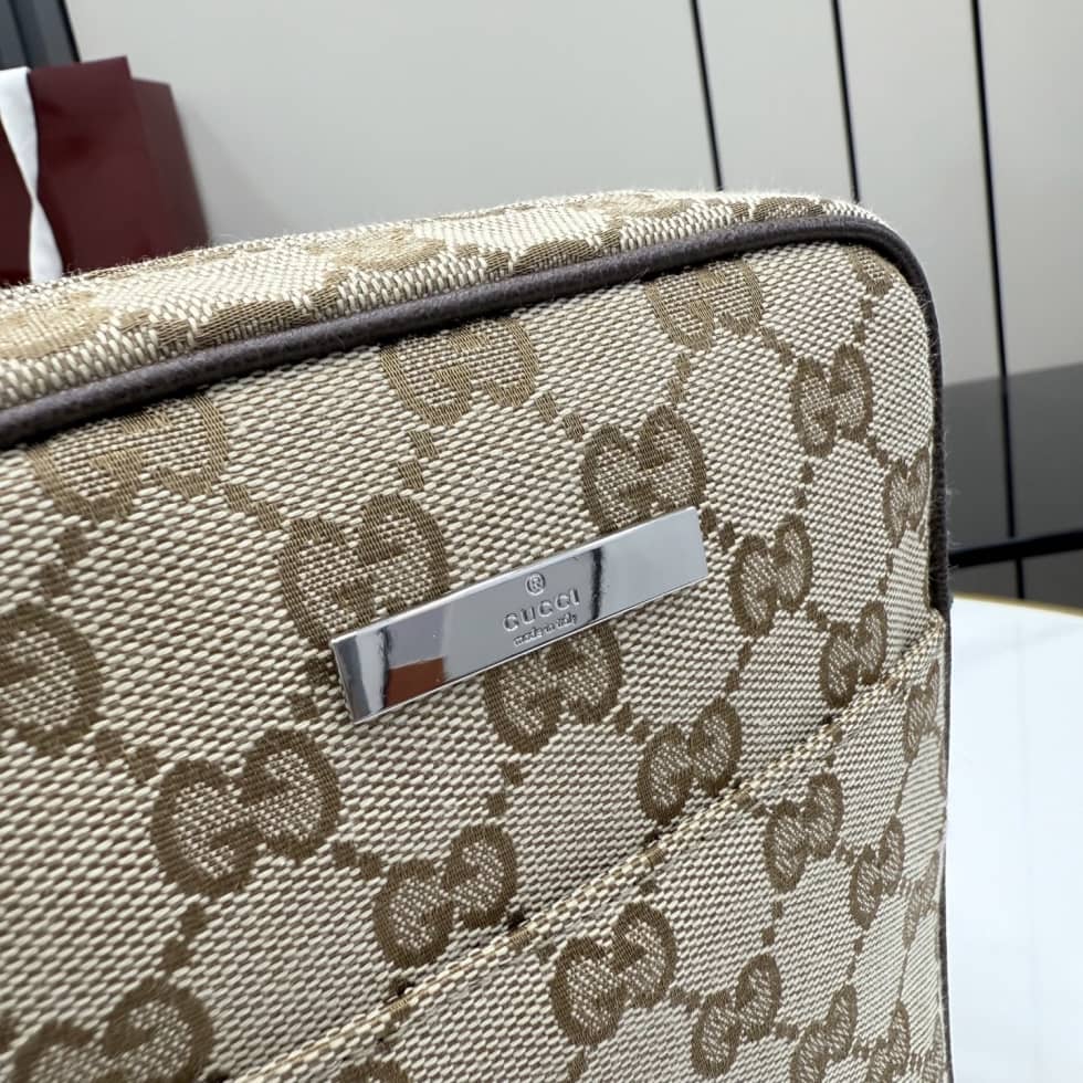 Gucci Tag Canvas Small Sand Brown Crossbody Bag_4_157091 Gucci Tag Canvas Small Sand Brown Crossbody Bag