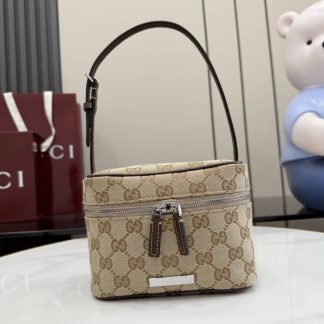Gucci Tag Canvas Mini Sand Brown Shoulder Bag