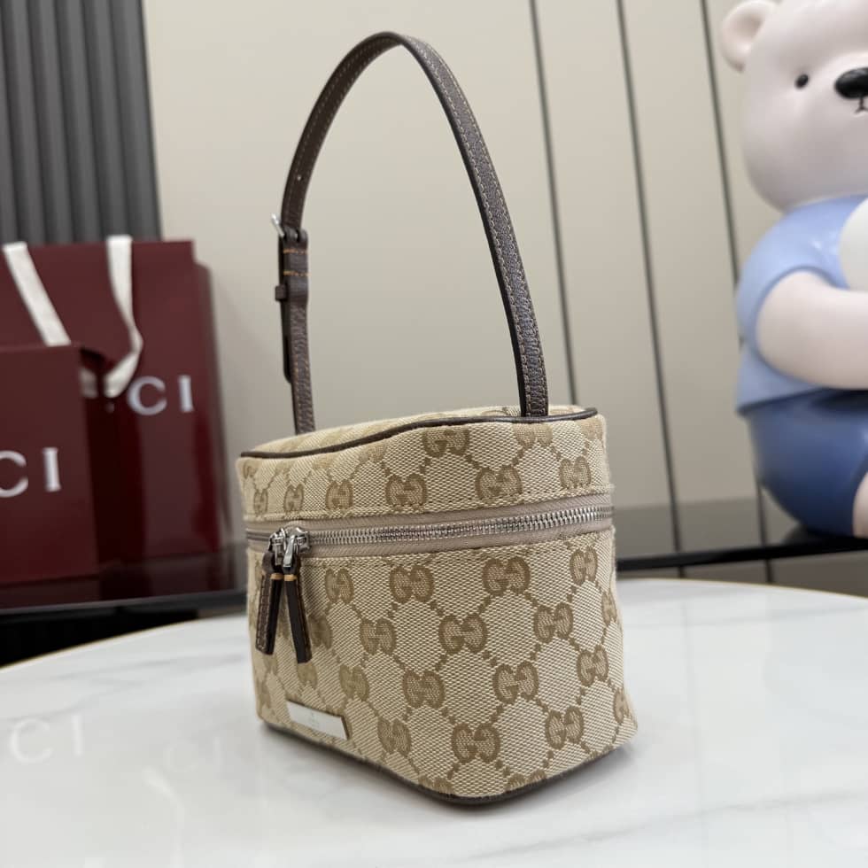 Gucci Tag Canvas Mini Sand Brown Shoulder Bag_2_157111 Gucci Tag Canvas Mini Sand Brown Shoulder Bag