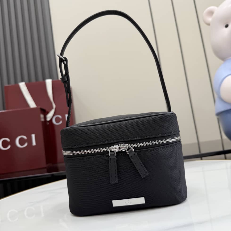 Gucci Tag Canvas Mini Black Shoulder Bag A00231_10_157121 Gucci Tag Canvas Mini Black Shoulder Bag A00231