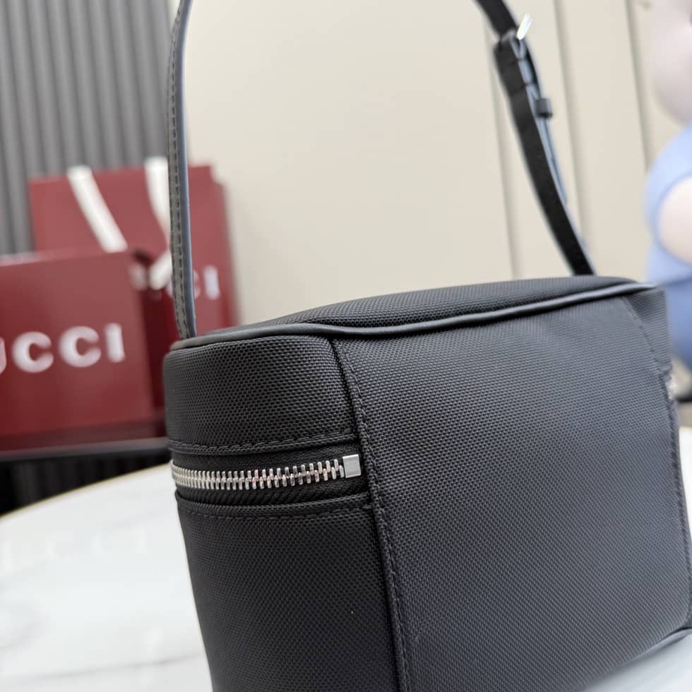 Gucci Tag Canvas Mini Black Shoulder Bag A00231_6_157121 Gucci Tag Canvas Mini Black Shoulder Bag A00231