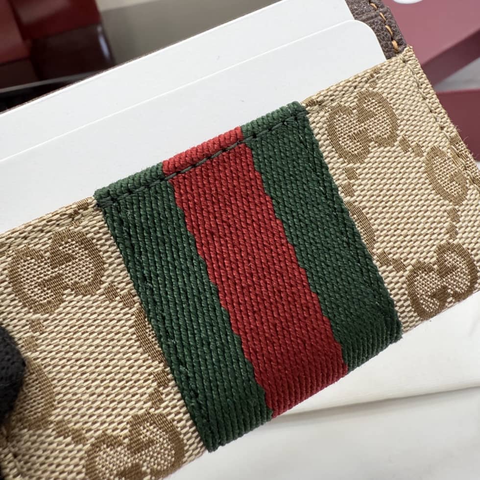 Gucci GG Web Canvas Card Holder Sand Brown 867384_4_157151 Gucci GG Web Canvas Card Holder Sand Brown 867384