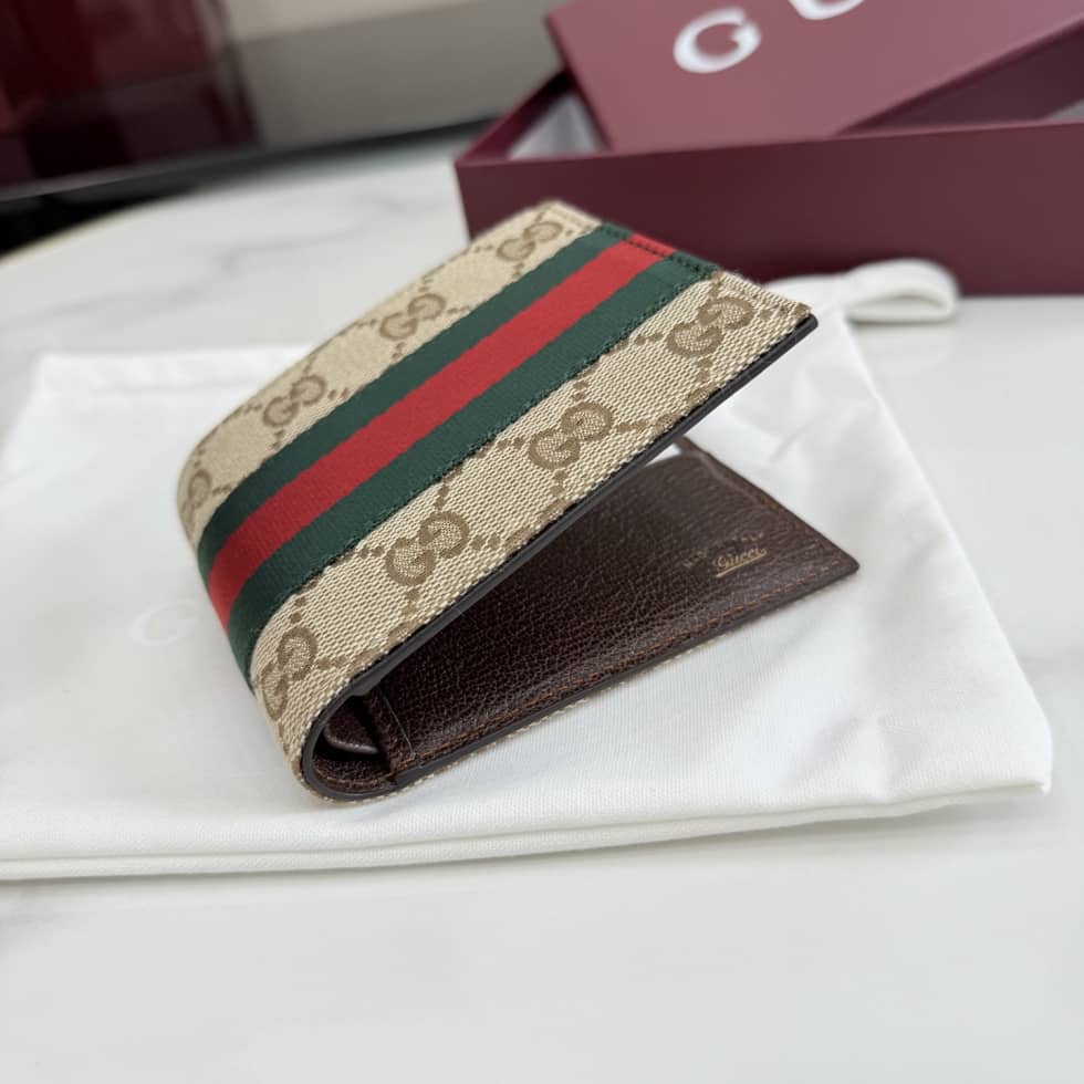 Gucci Canvas Bi-Fold Wallet Sand Brown 867335_3_157161 Gucci Canvas Bi-Fold Wallet Sand Brown 867335