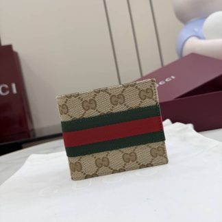 Gucci Canvas Coin Wallet with Web Beige Brown 867341