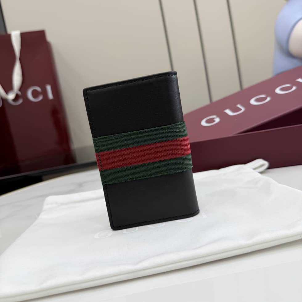 Gucci Leather Card Case With Web Black 867290_1_157201 Gucci Leather Card Case With Web Black 867290