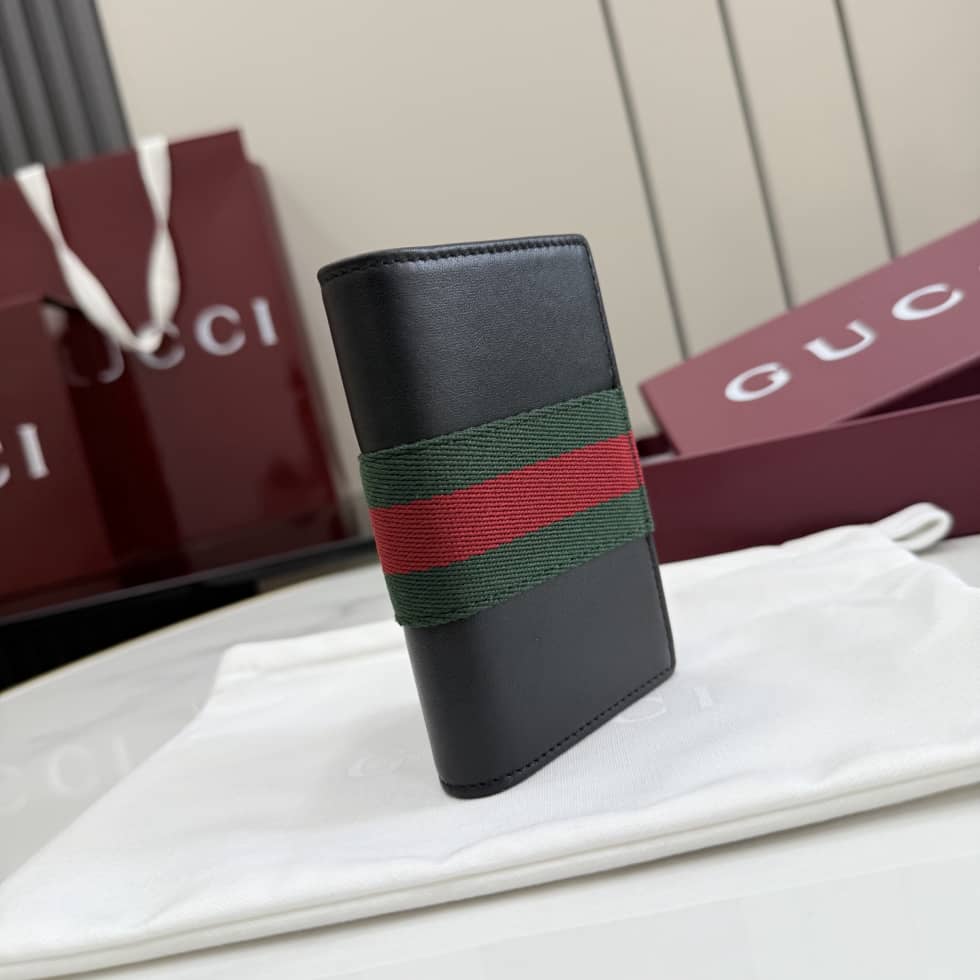 Gucci Leather Card Case With Web Black 867290_2_157201 Gucci Leather Card Case With Web Black 867290