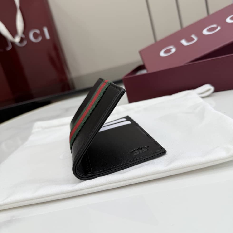 Gucci Leather Card Case With Web Black 867290_3_157201 Gucci Leather Card Case With Web Black 867290