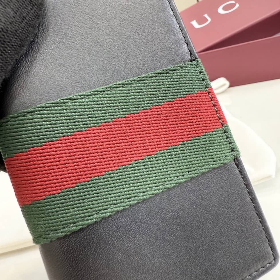 Gucci Leather Card Case With Web Black 867290_4_157201 Gucci Leather Card Case With Web Black 867290