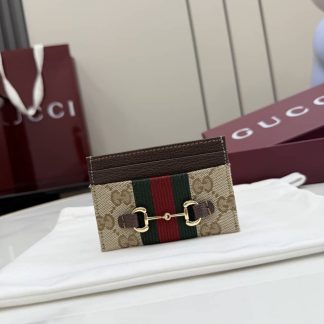 Gucci Horsebit Web Card Case Beige 867122