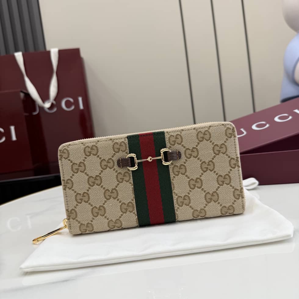 Gucci Horsebit Web Zip Around Wallet Beige 867124_10_157221 Gucci Horsebit Web Zip Around Wallet Beige 867124