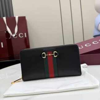 Gucci Horsebit Web Zip Wallet Black 867124