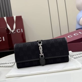 Gucci Jackie Canvas Wallet On Chain Black 867165